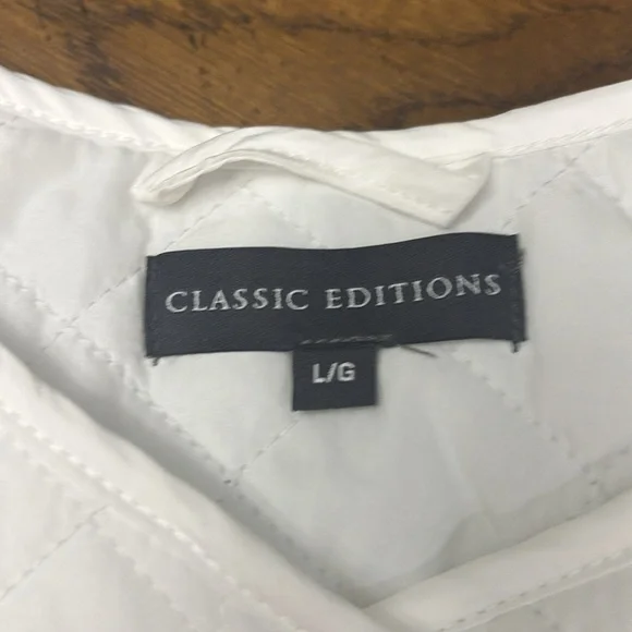 White Quilted Jacket with Buttons by Classic Editions - Picture 2 of 12